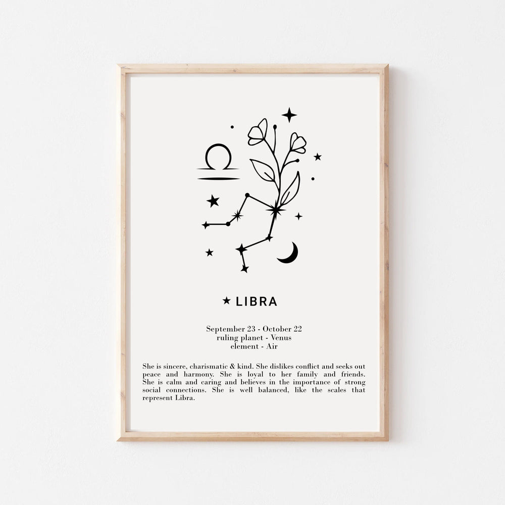 Libra star sign Zodiac print