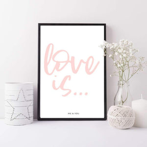 Love is typography print - Blush pink Love wall art - Personalised love print - bedroom wall art - Nursery decor - Scandi print