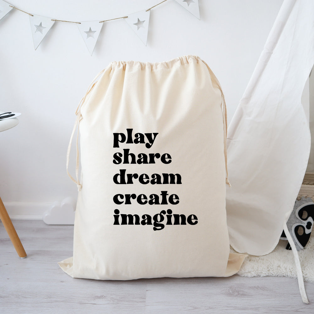 Stylish toy storage bag for kids playroom or bedroom