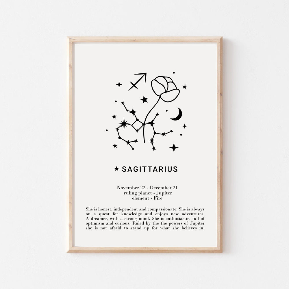 Sagittarius star sign Zodiac print