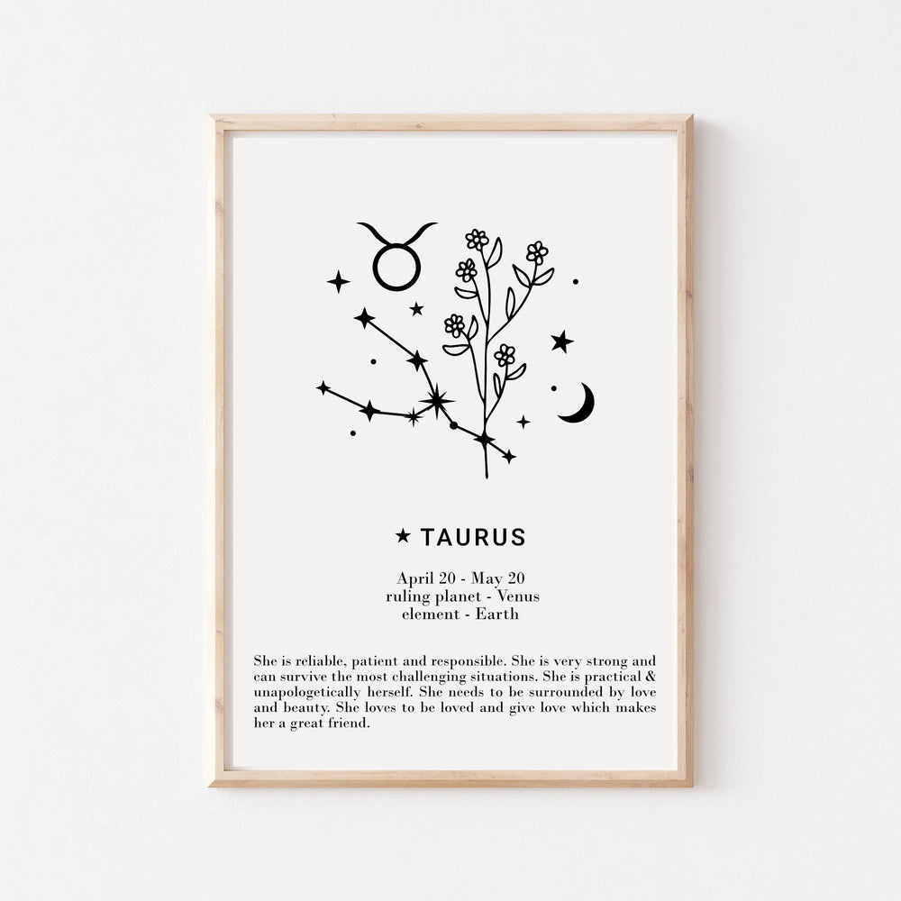 Taurus star sign Zodiac print