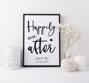 Wedding gift - Personalised wedding present - Anniversary gift - Personalised Wedding print - Personalized love print - monochrome wall art