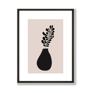 Black flowers in a vase print