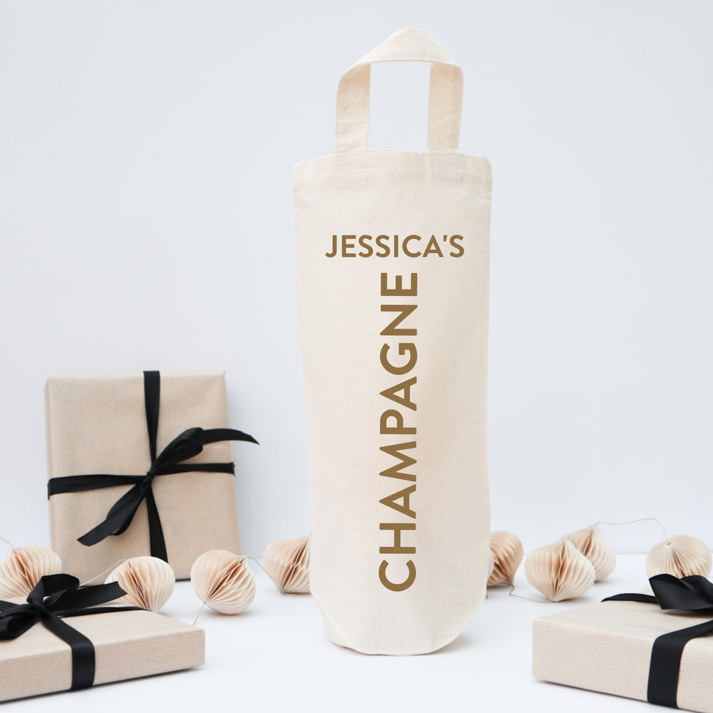 Personalised champagne bottle bag