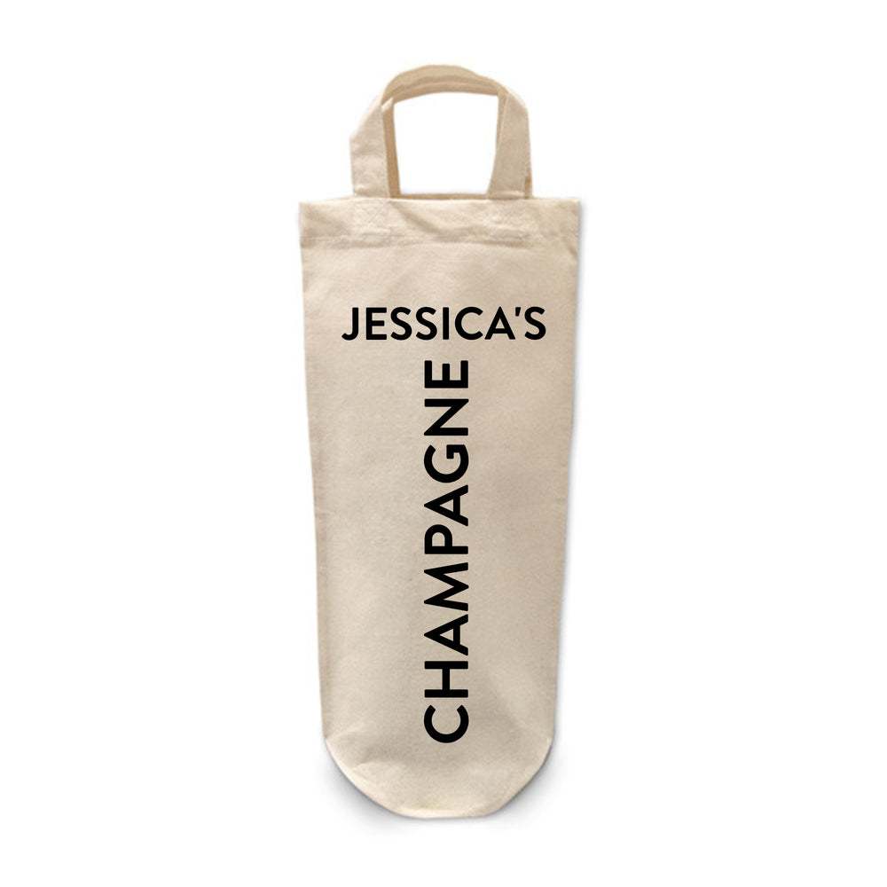 Personalised champagne bottle bag