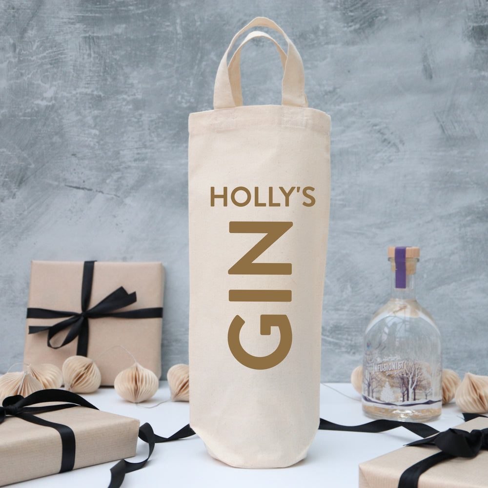 Personalised gin bottle gift bag