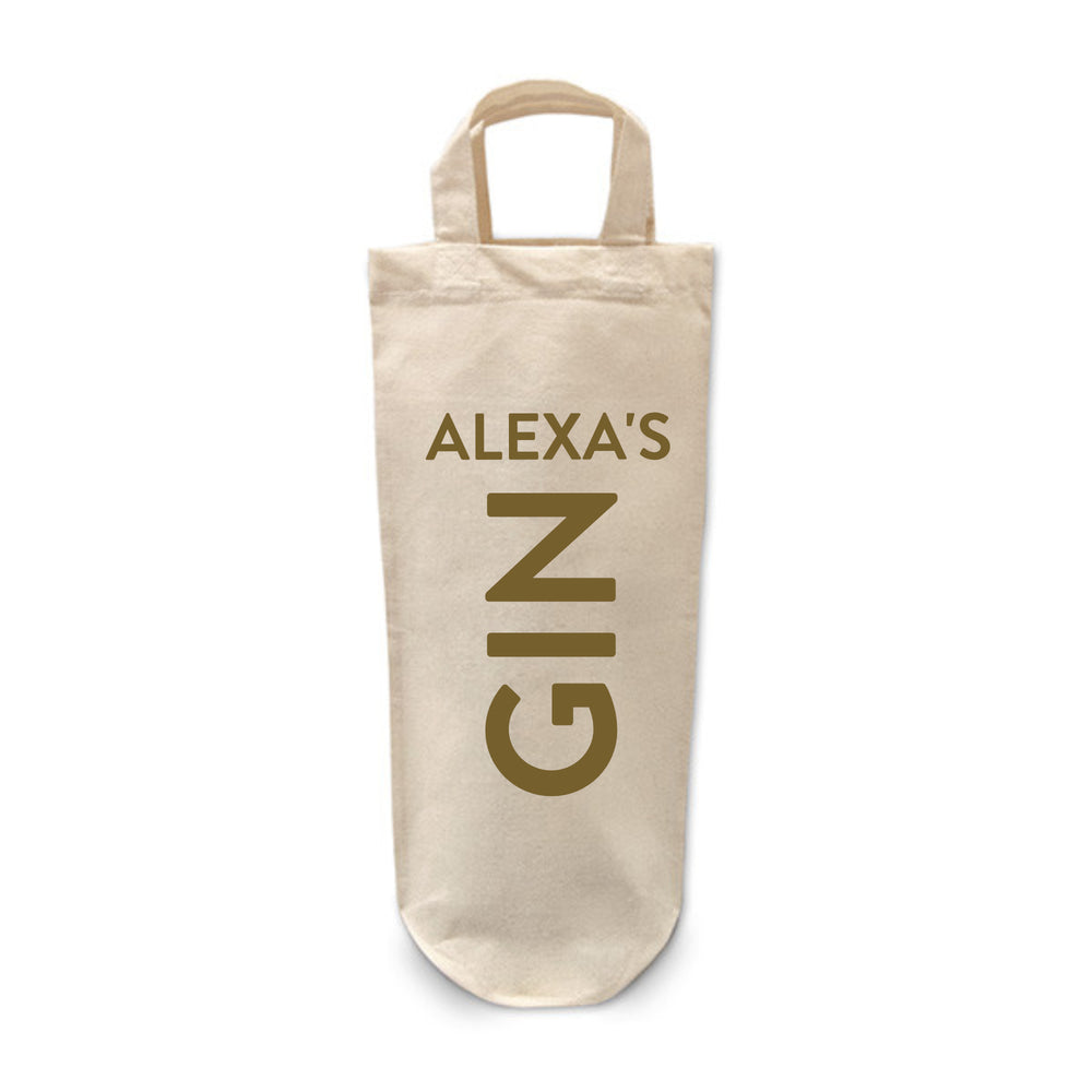 Personalised gin bottle gift bag