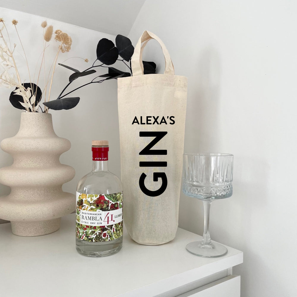Personalised gin bottle gift bag