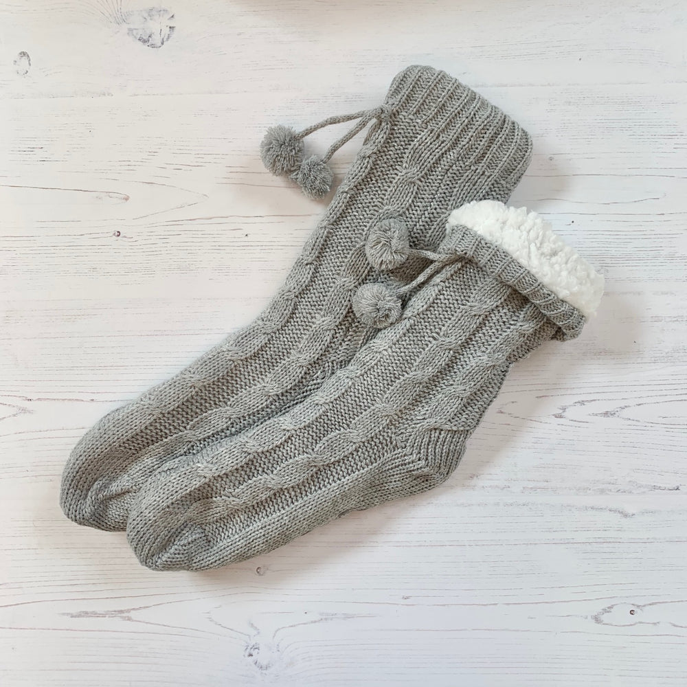 Cosy grey slipper socks