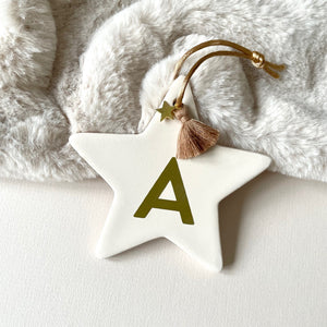 Personalised initial star decoration for Christmas