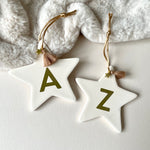 Personalised initial star decoration for Christmas