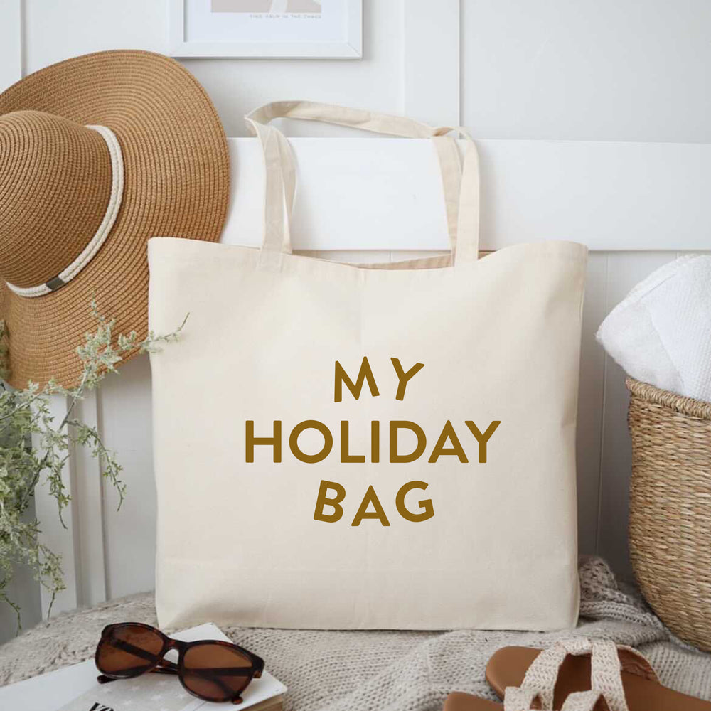 Personalised holiday beach tote bag