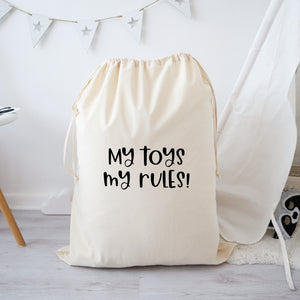 Fun 'my toys my rules' storage bag