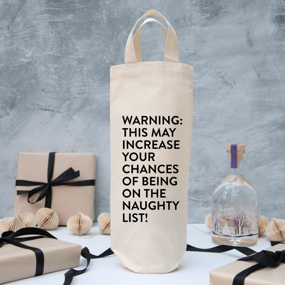 Funny naughty list Christmas bottle gift bag