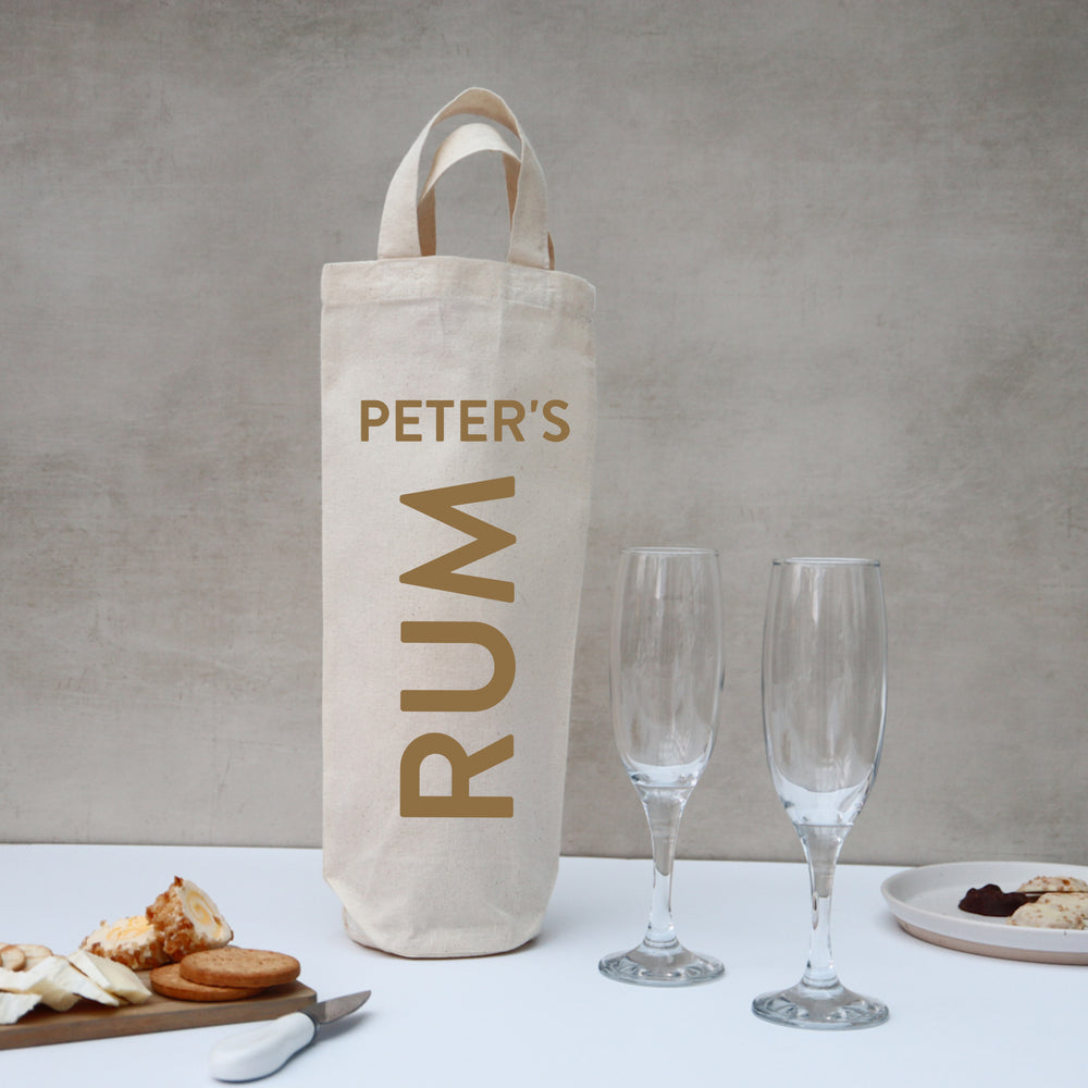 Personalised rum bottle gift bag