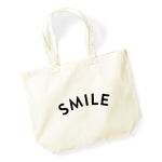 Smile cotton canvas reusable shopping bag