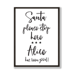 Personalised Santa stop here sign