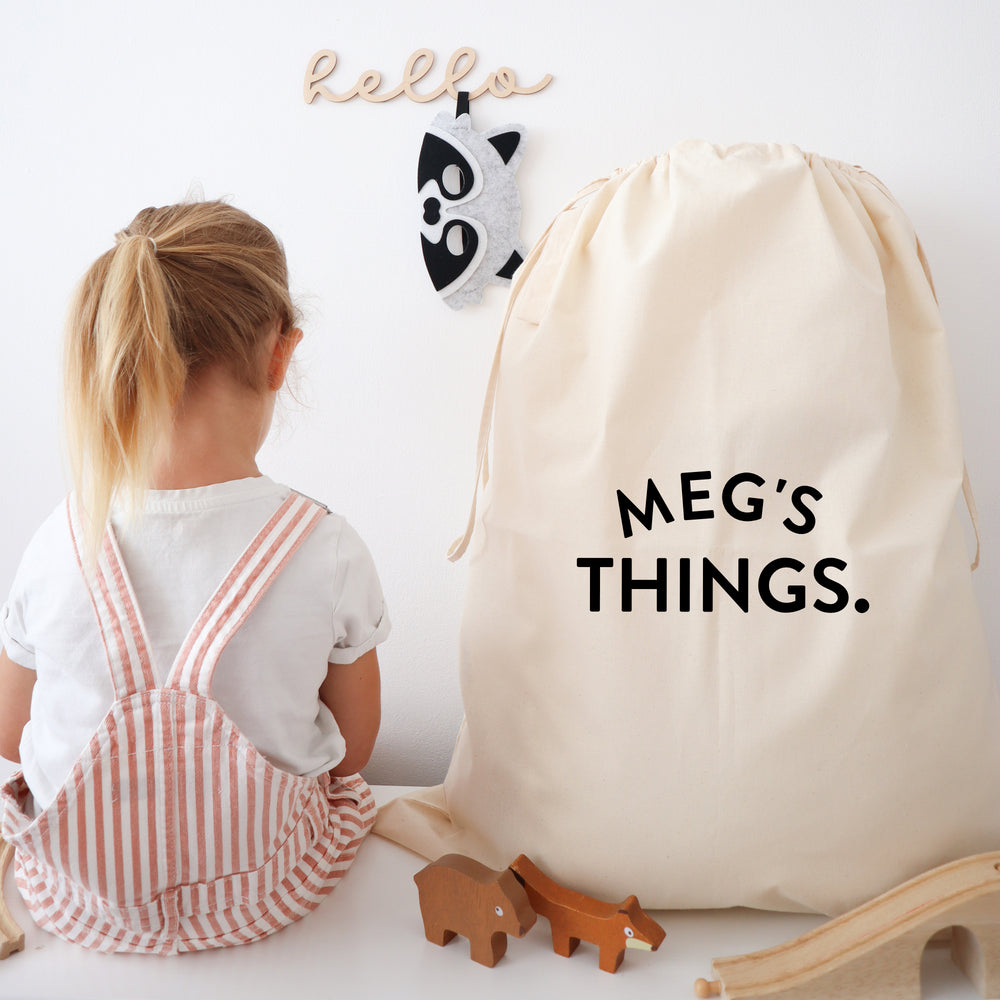 Personalised large drawstring storage bag sack