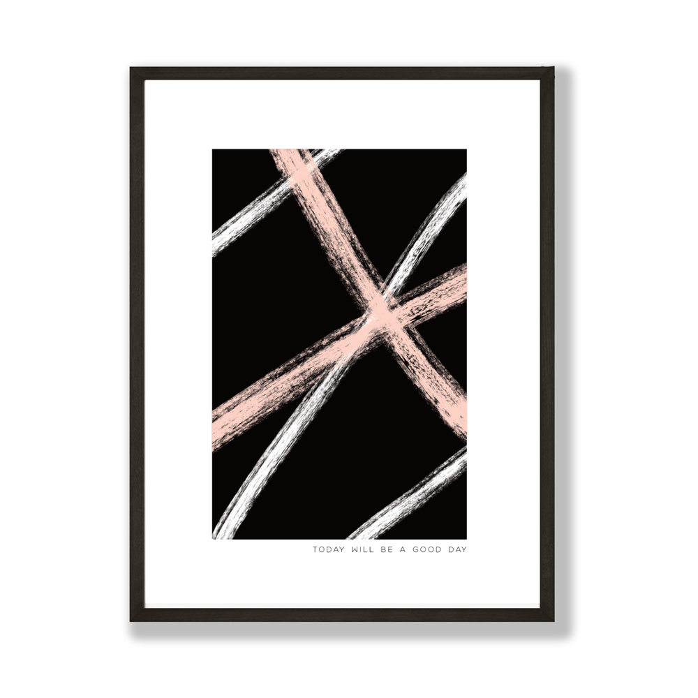Black pink & white abstract print