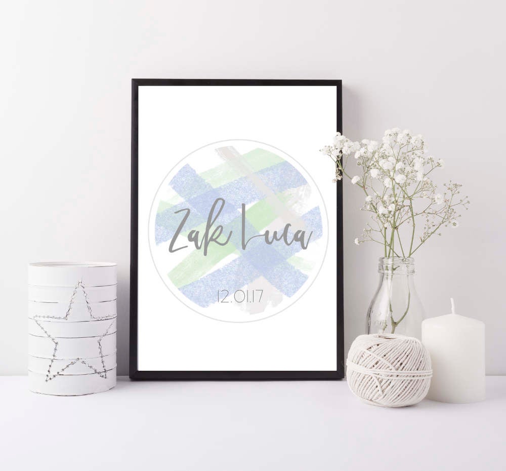 Baby Boy personalised print - New Baby Boy gift - Personalized baby Boy print - Custom baby wall art - Modern nursery decor wall art