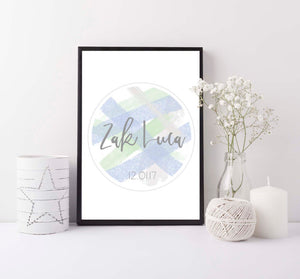 Baby Boy personalised print - New Baby Boy gift - Personalized baby Boy print - Custom baby wall art - Modern nursery decor wall art