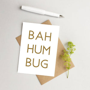 Bah humbug Christmas card pack - Fun scrooge Christmas cards - stylish typography Christmas cards -Single, 5 or 10 pack of cards