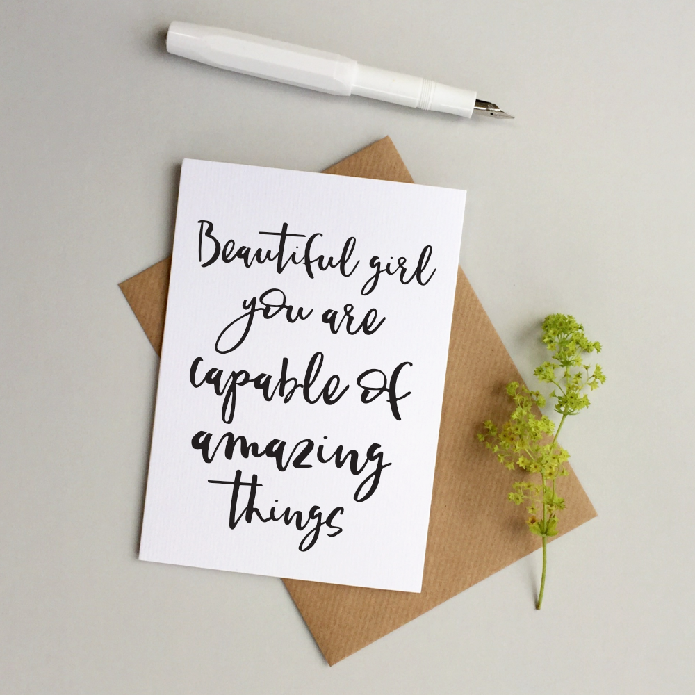 Beautiful girl amazing things card