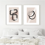 Neutral circles and lines abstract print