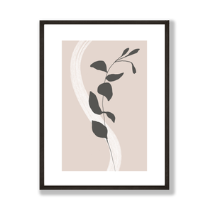 Simple black leaves beige print