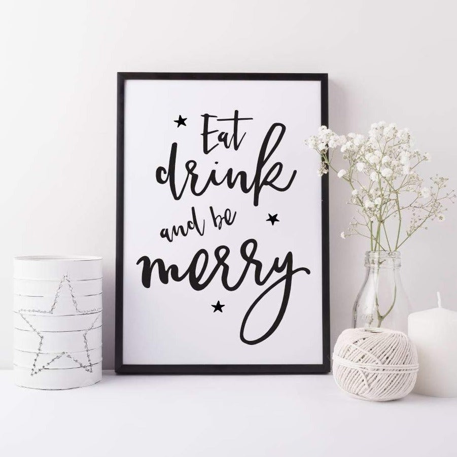 Christmas print - Holiday decor - Christmas decor - Eat drink be merry print - Christmas kitchen print - Scandi Christmas print decor