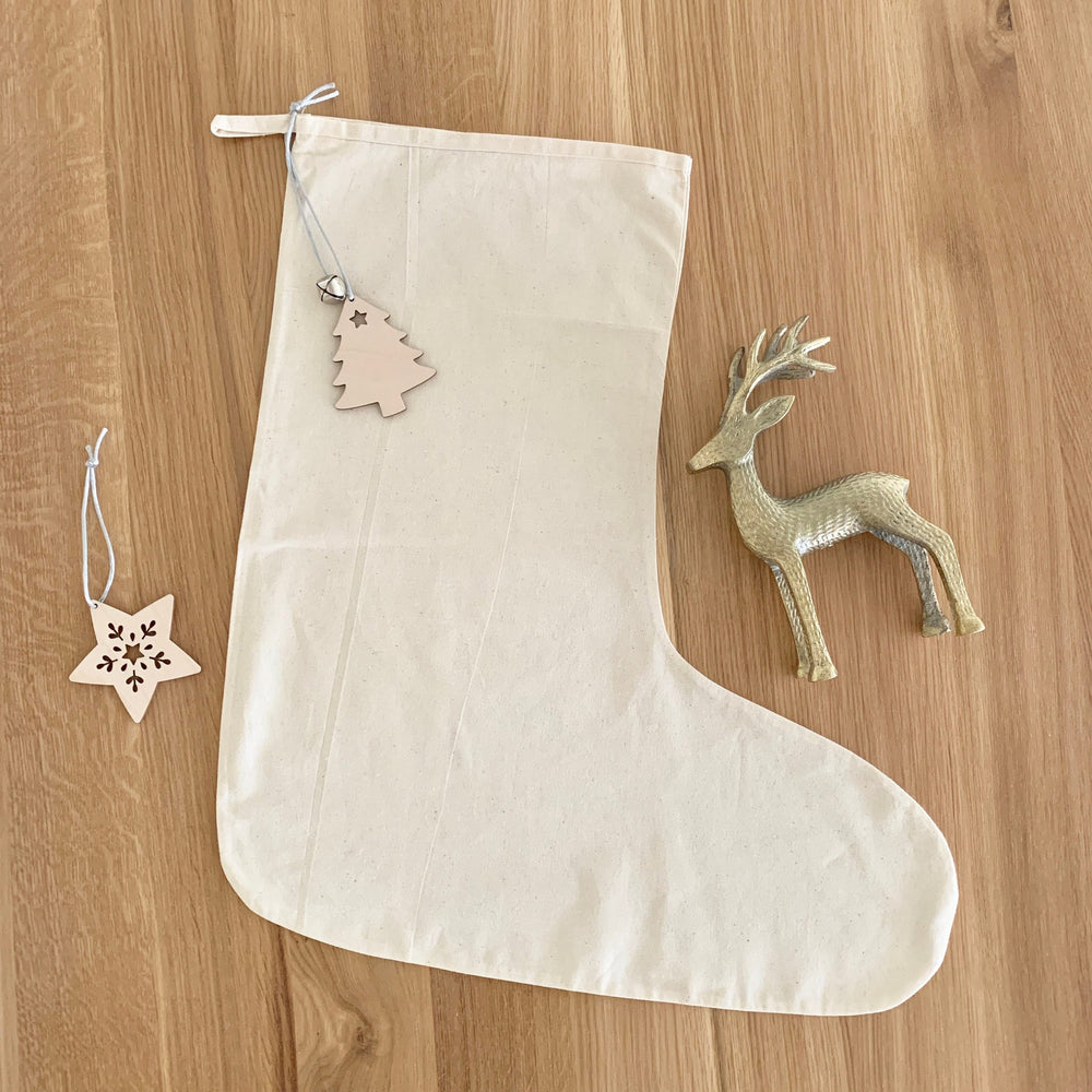Christmas stocking - Natural cotton - Christmas crafts - Decorate your own Stocking - Scandi style Christmas decorations - Plain stocking