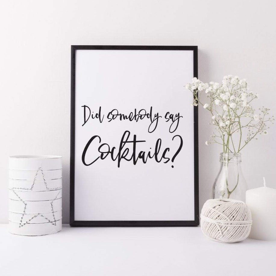 Cocktail print - Cocktail lover gift - Fun kitchen bar print - Gift for cocktail lover - Drinks trolley print - Cocktail lovers home print