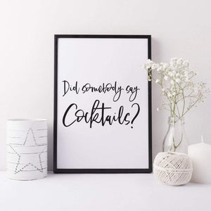 Cocktail print - Cocktail lover gift - Fun kitchen bar print - Gift for cocktail lover - Drinks trolley print - Cocktail lovers home print