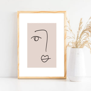 Face art print - Line drawing face print - boho face print - Scandi boho art print - living room decor - bedroom art print