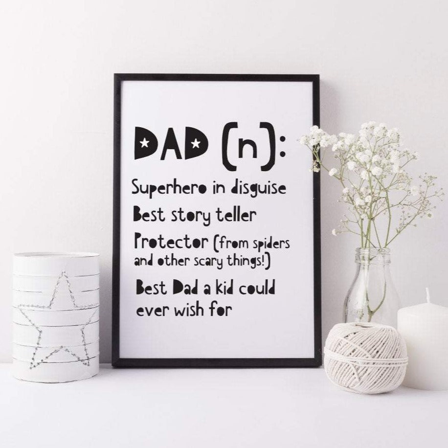 Father&#39;s Day Gift - Dad gift print - definition of a Dad art print - Cute gift idea for Dad Daddy - Christmas gift for Dad - Father&#39;s day