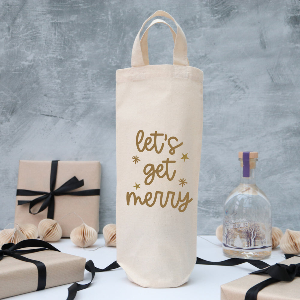 Let's get merry Christmas bottle gift bag