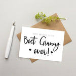 Granny Birthday card - Best Granny Card - Card for Granny - Birthday card for Granny - Best Granny ever - Granny Birthday card