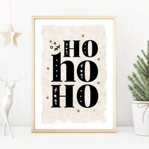 Hohoho neutral boho Christmas print