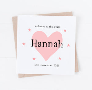 Personalised cute Baby girl card