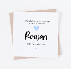 Personalised New Grandson card