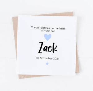 Personalised New Son card