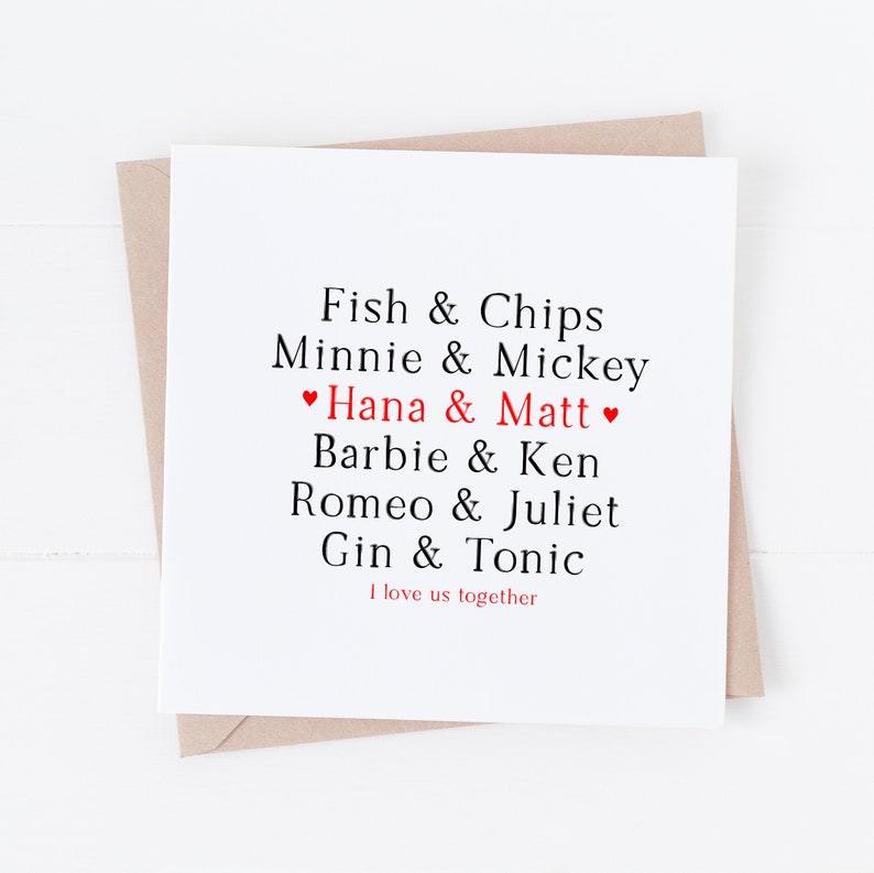 Personalised favourite couples valentines day card