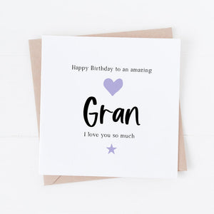 Grandma, Gran, Nana, Nan or Granny Birthday card