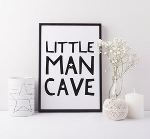 Little man cave - Fun boys playroom art print - Boys art print - Boys nursery print - Fun boys bedroom art print - Gift for boys