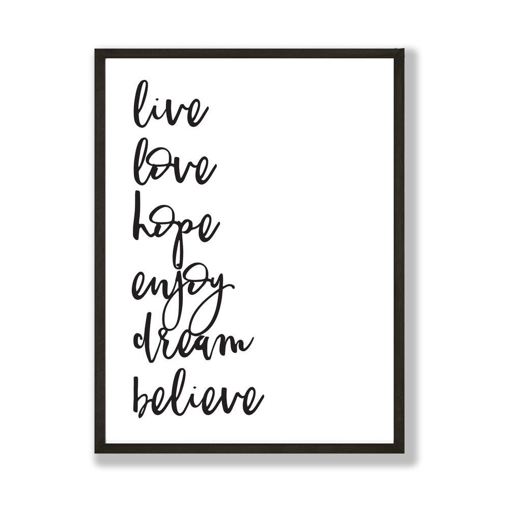 Live love dream inspirational print