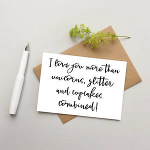 Love you card - Valentine&#39;s card - Love you more than - Wedding card - Anniversary card - Husband card - Boyfriend Card - Unicorn lover card