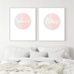 Love pink grey circle print