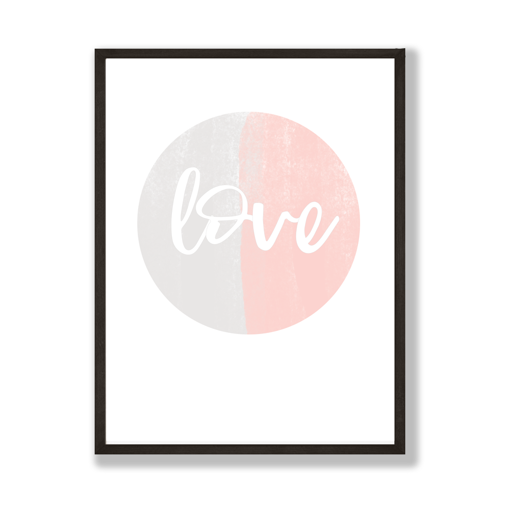 Love pink grey circle print