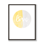 Love yellow grey abstract print