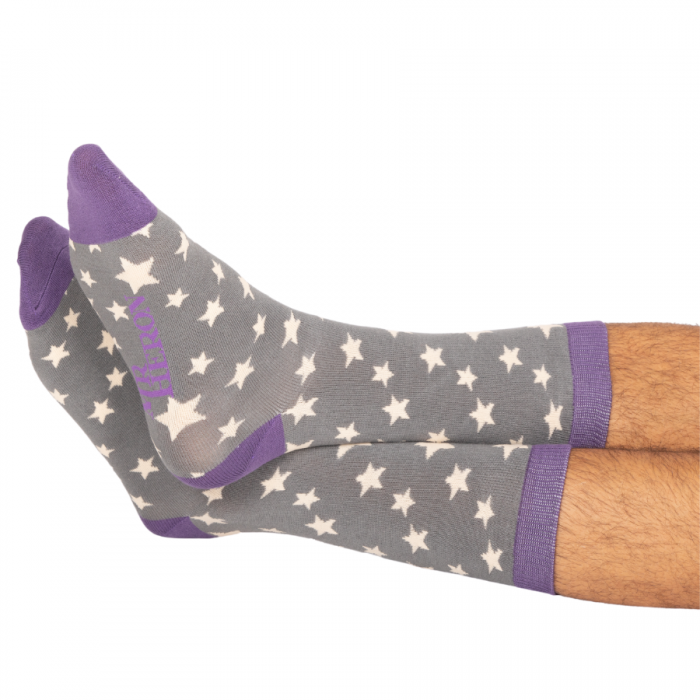 Mens grey star bamboo socks